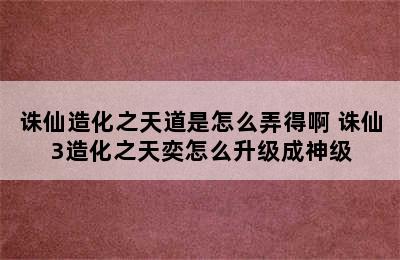 诛仙造化之天道是怎么弄得啊 诛仙3造化之天奕怎么升级成神级